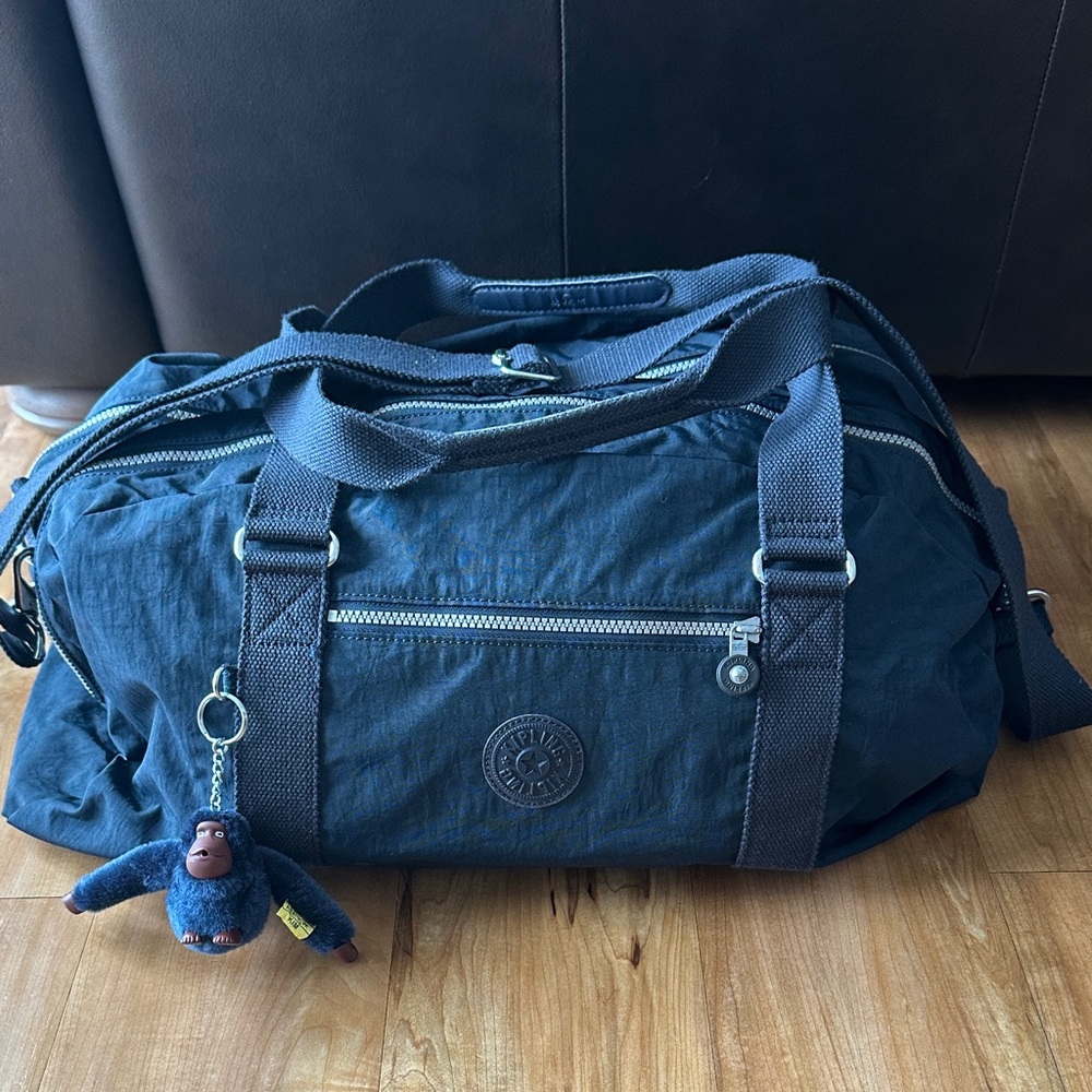 Kipling Navy Duffel Bag with Charm